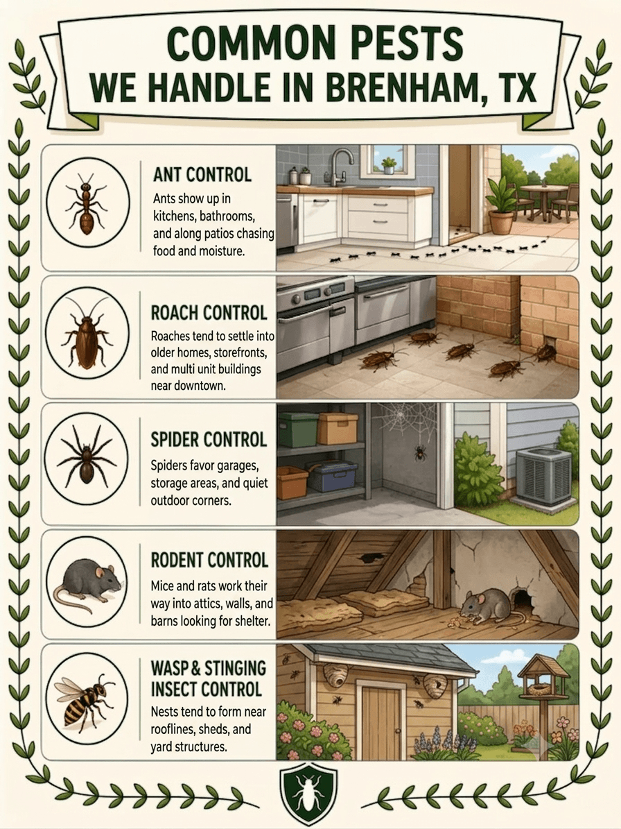 Common Pests We Handle in Brenham, TX